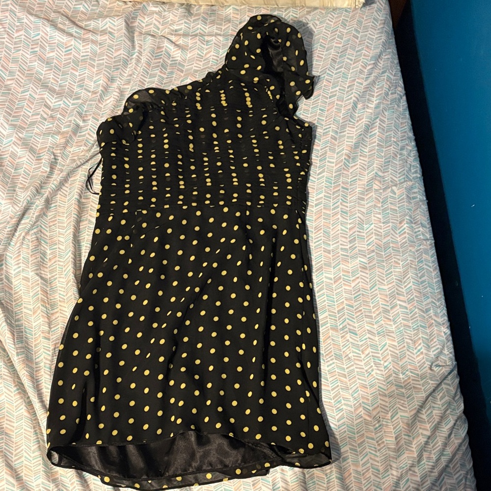 Allen B. by Allen Schwartz Black Dress with Yellow Polka Dots